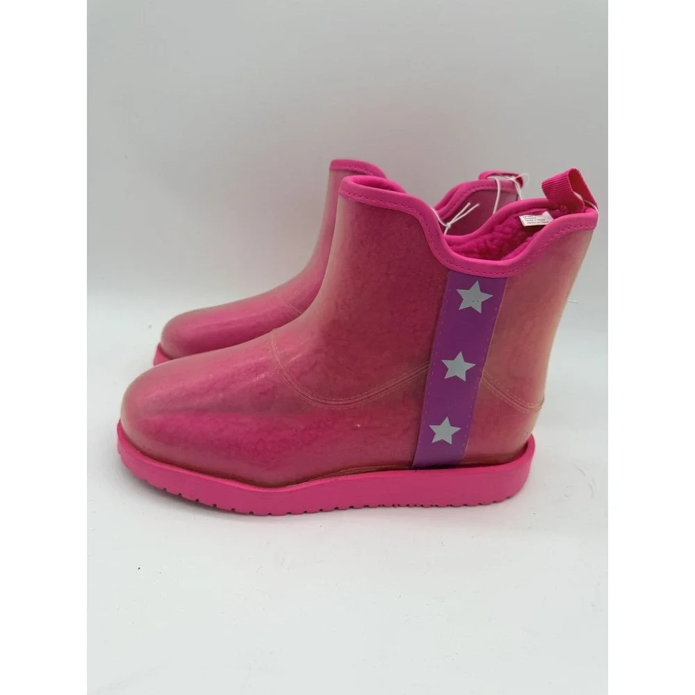 Wonder Nation Snow Boots Shoes Kids Size 10 Pink Pull On Star Fleece Winter